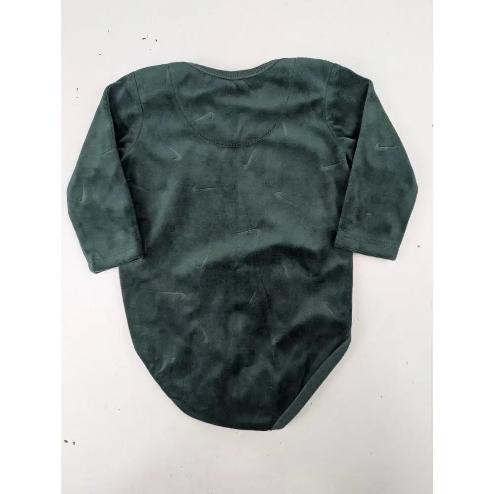 Nike Infant 6 Months Dark Green Velour Bodysuit - Stamped Logos